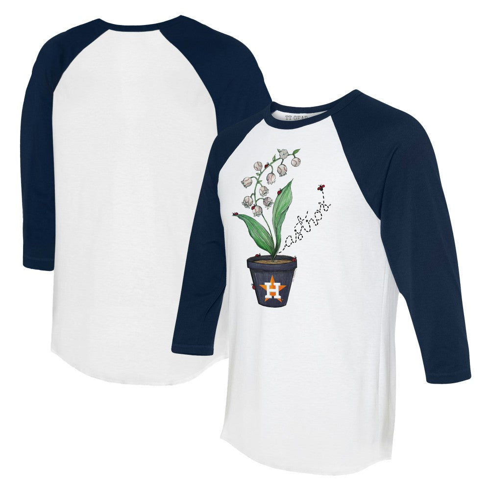 Houston Astros Tiny Turnip Unisex Lilies and Ladybugs 3/4-Sleeve Raglan T-Shirt - MLB