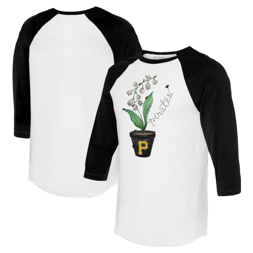 Pittsburgh Pirates Tiny Turnip Unisex Lilies and Ladybugs 3/4-Sleeve Raglan T-Shirt - MLB