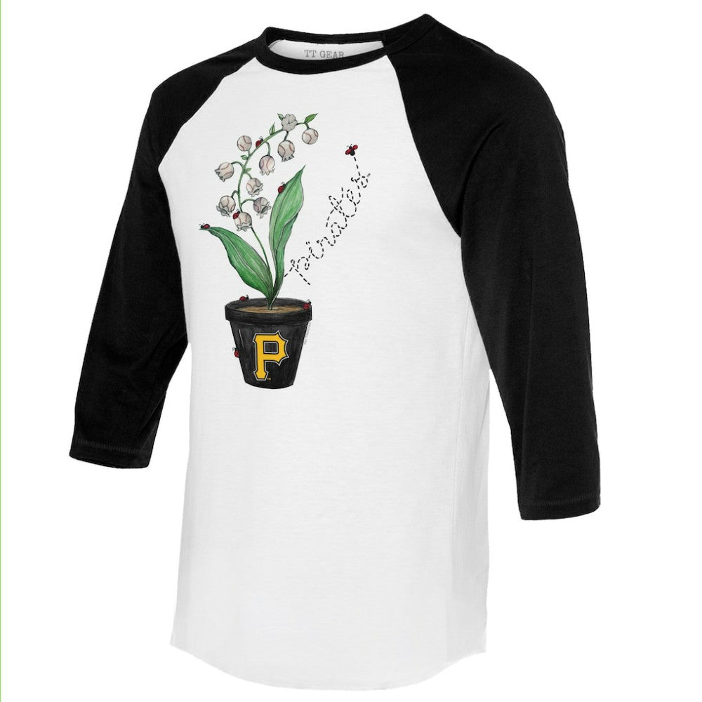 Pittsburgh Pirates Tiny Turnip Unisex Lilies and Ladybugs 3/4-Sleeve Raglan T-Shirt - MLB