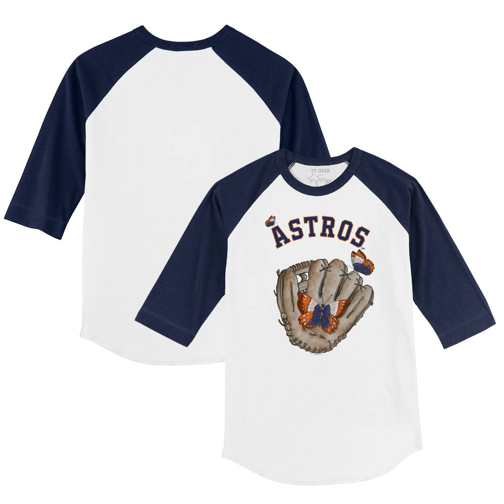 Houston Astros Tiny Turnip Youth Butterfly Glove 3/4-Sleeve Raglan T-Shirt - MLB
