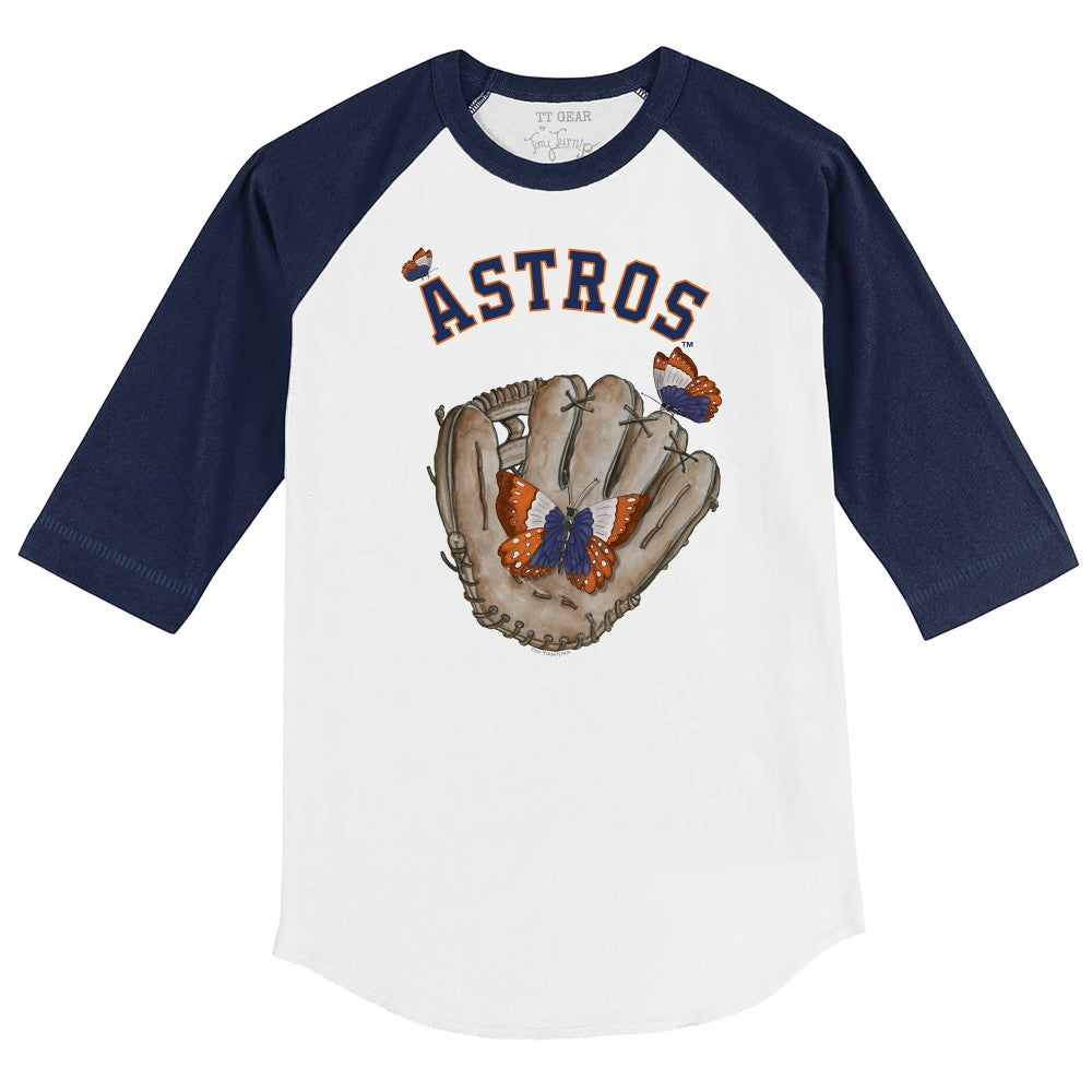Houston Astros Tiny Turnip Youth Butterfly Glove 3/4-Sleeve Raglan T-Shirt - MLB