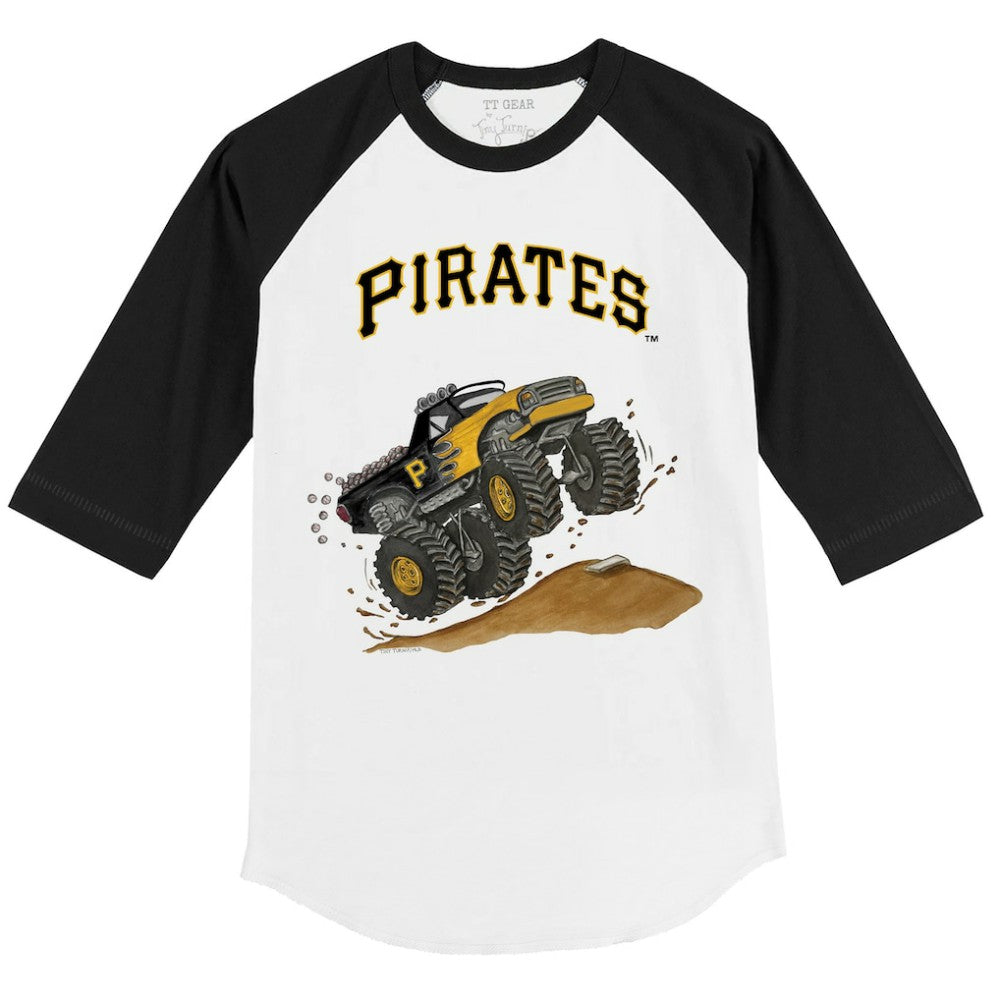 Pittsburgh Pirates Tiny Turnip Youth Monster Truck 3/4-Sleeve Raglan T-Shirt - MLB