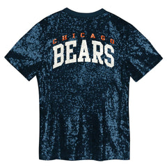 Chicago Bears Girls Youth Wordmark Sequin V-Neck Top Navy | NFL