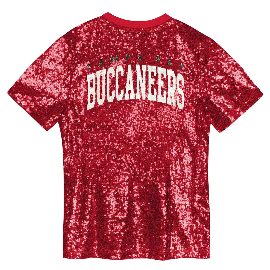 Tampa Bay Buccaneers Girls Youth Wordmark Sequin V-Neck Top Red | NFL