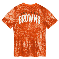 Cleveland Browns Girls Youth Wordmark Sequin V-Neck Top Orange | NFL