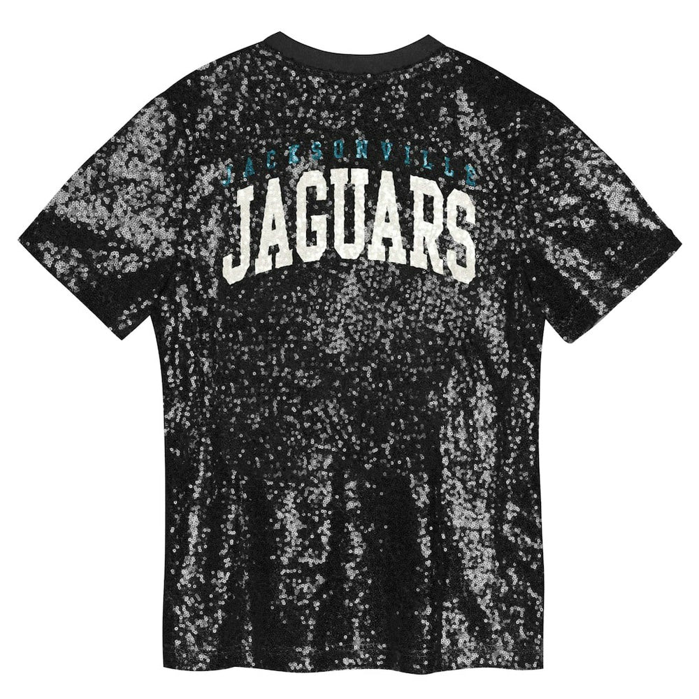 Jacksonville Jaguars Girls Youth Wordmark Sequin V-Neck Top Black | NFL