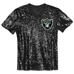 Las Vegas Raiders Girls Youth Wordmark Sequin V-Neck Top Black | NFL