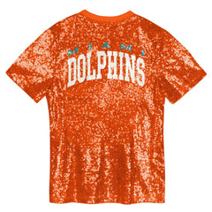 Miami Dolphins Girls Youth Wordmark Sequin V-Neck Top Orange | NFL