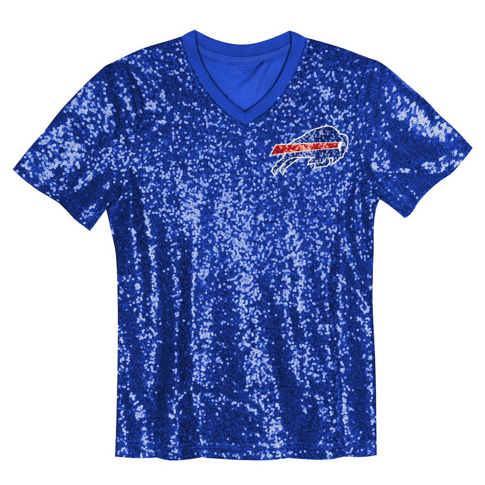 Buffalo Bills Girls Youth Wordmark Sequin V-Neck Top Royal | NFL