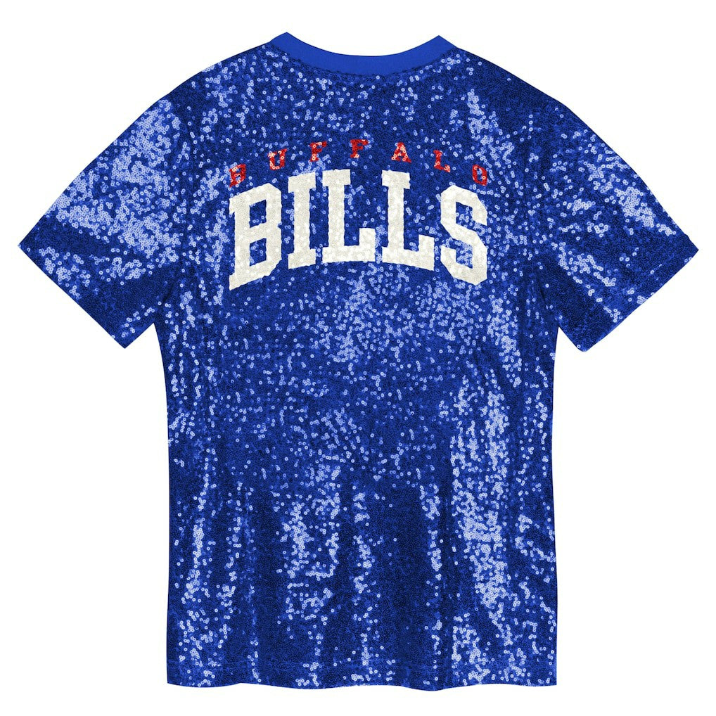 Buffalo Bills Girls Youth Wordmark Sequin V-Neck Top Royal | NFL