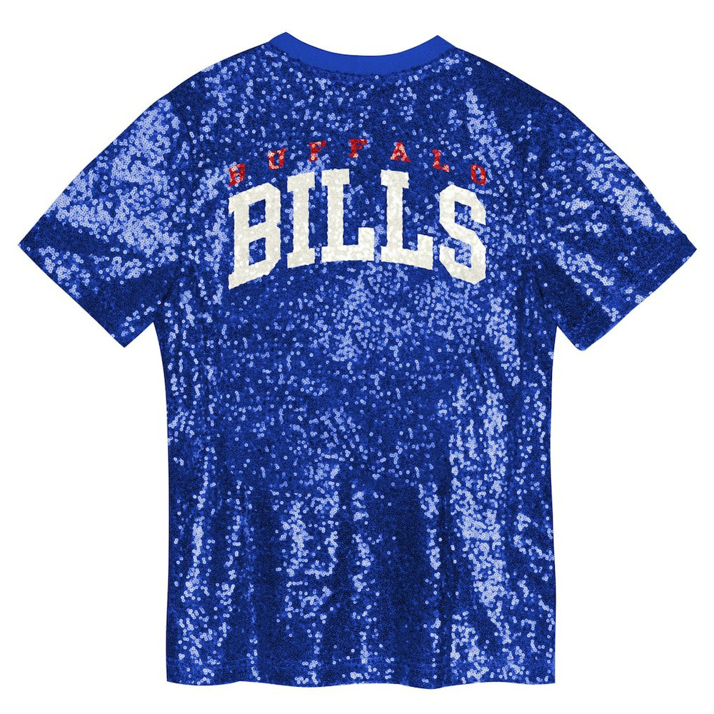 Buffalo Bills Girls Youth Wordmark Sequin V-Neck Top Royal | NFL