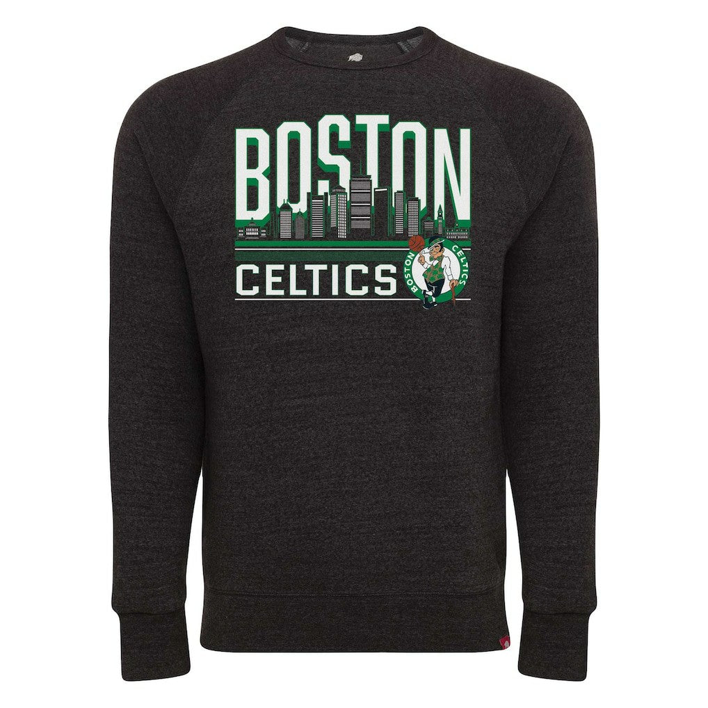 Boston Celtics Sportiqe Unisex Harmon Super Soft Tri-Blend Raglan Pullover Sweatshirt Heather Black - NBA