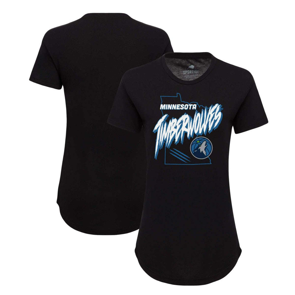 Minnesota Timberwolves Sportiqe Women's Phoebe Super Soft Tri-Blend T-Shirt Black - NBA