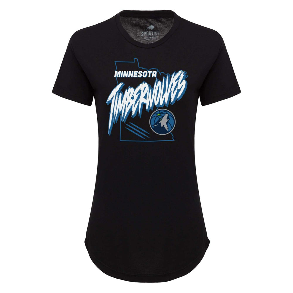 Minnesota Timberwolves Sportiqe Women's Phoebe Super Soft Tri-Blend T-Shirt Black - NBA