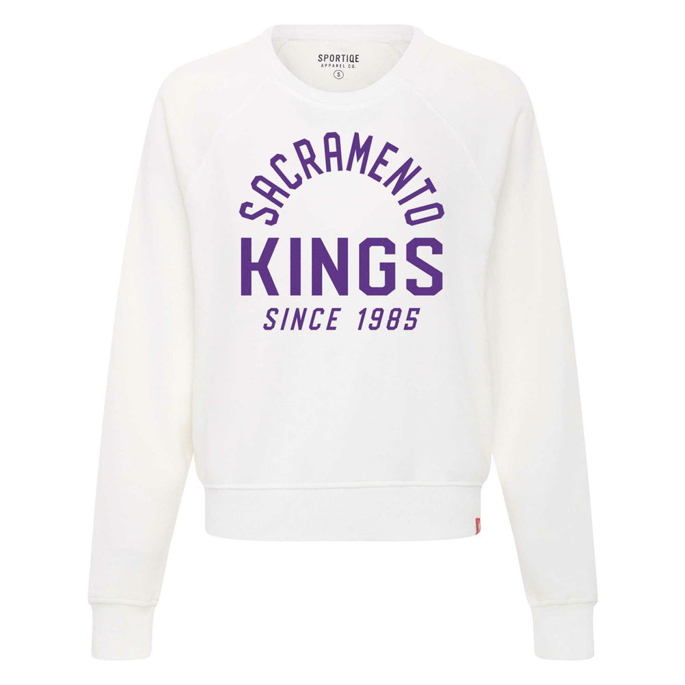 Sacramento Kings Sportiqe Women's Ashlyn Super Soft Raglan Pullover Sweatshirt White - NBA