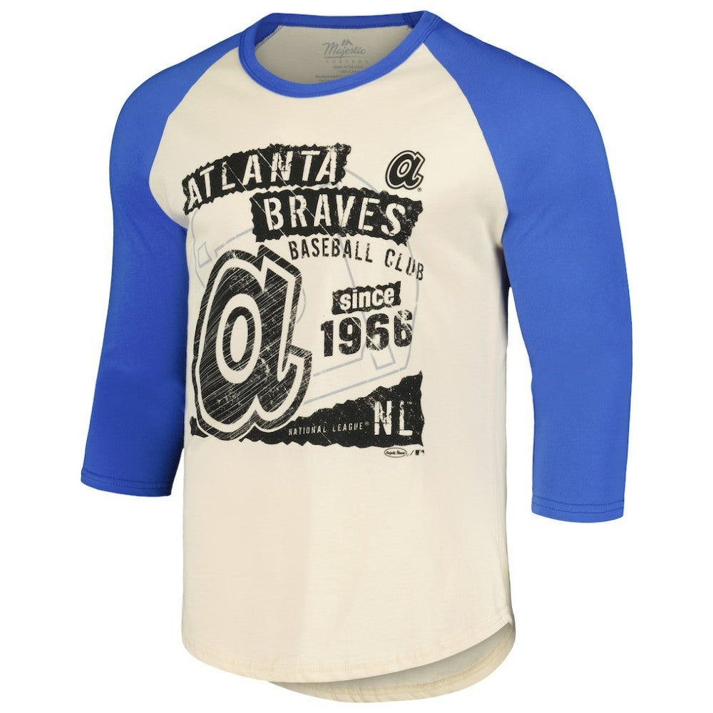Atlanta Braves Majestic Threads Raglan 3/4-Sleeve T-Shirt - MLB