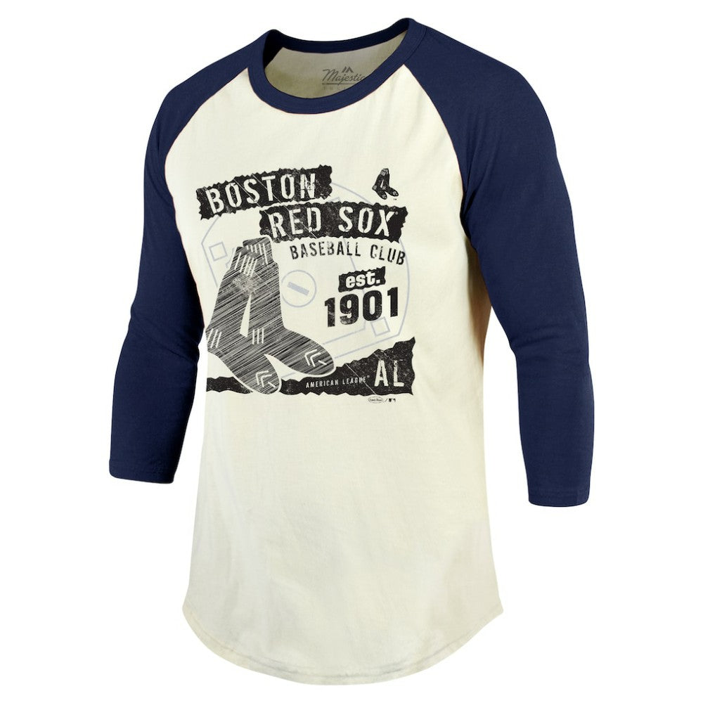 Boston Red Sox Majestic Threads Raglan 3/4-Sleeve T-Shirt - MLB