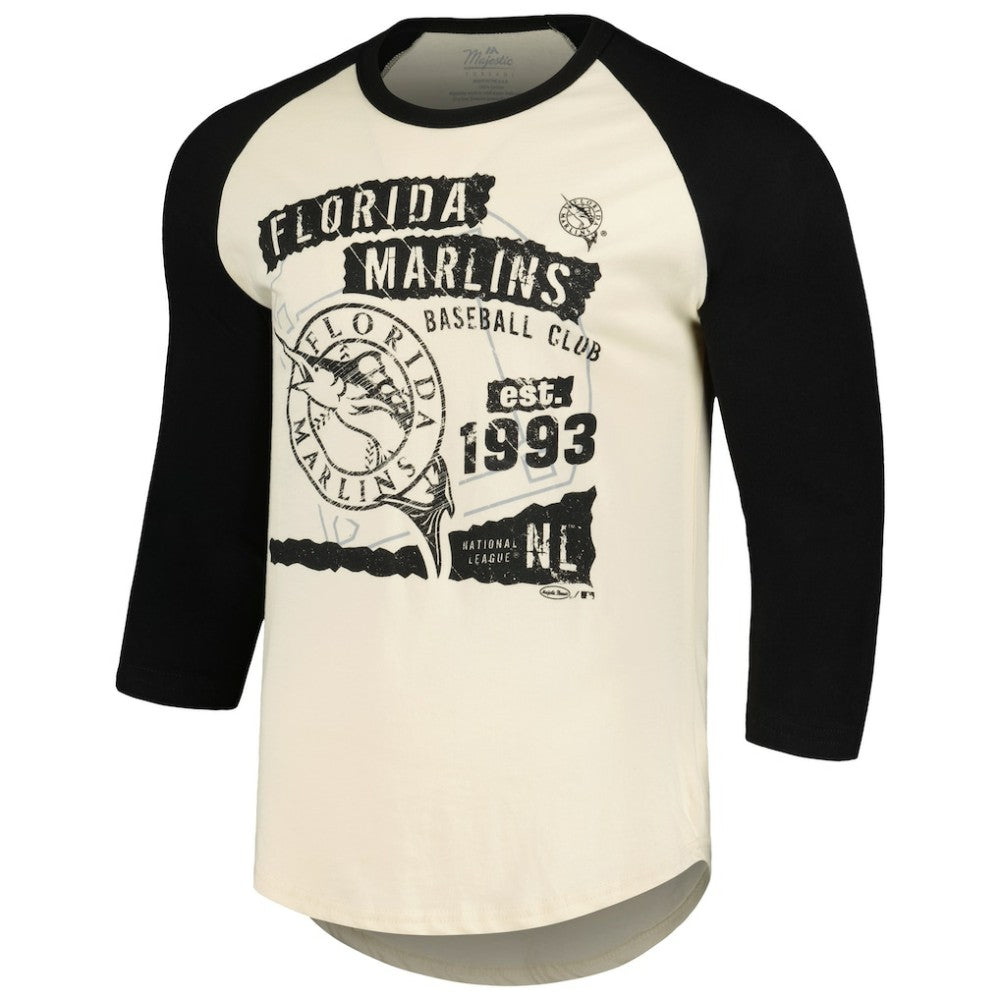 Miami Marlins Majestic Threads Raglan 3/4-Sleeve T-Shirt - MLB