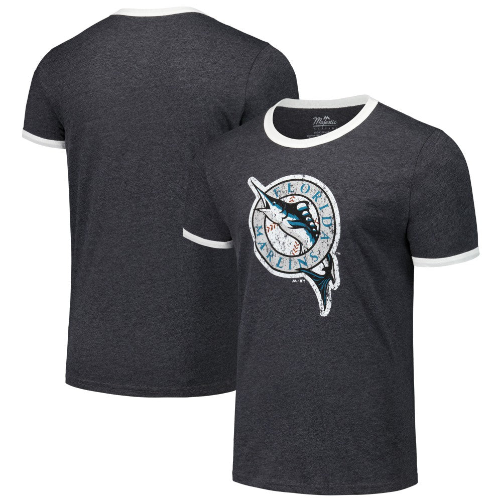 Florida Marlins Majestic Threads Ringer Tri-Blend T-Shirt - MLB