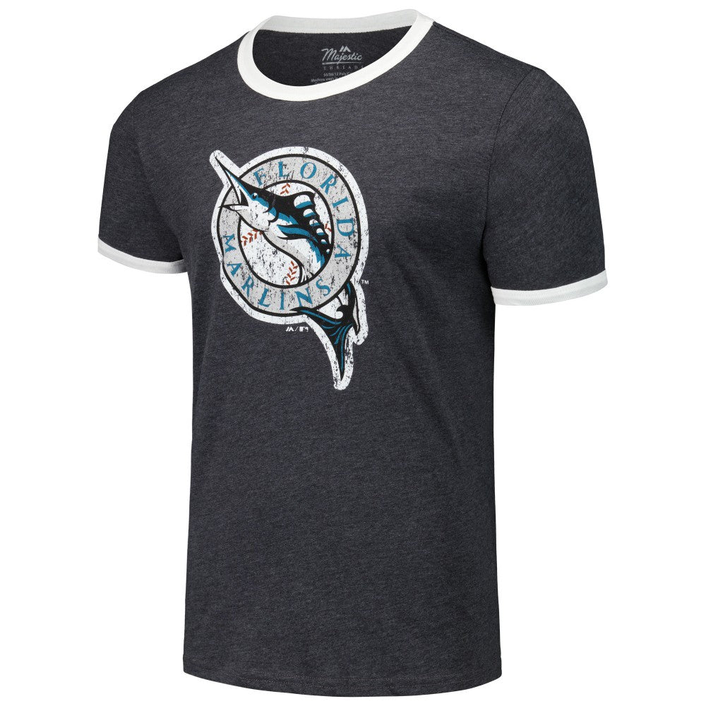 Florida Marlins Majestic Threads Ringer Tri-Blend T-Shirt - MLB