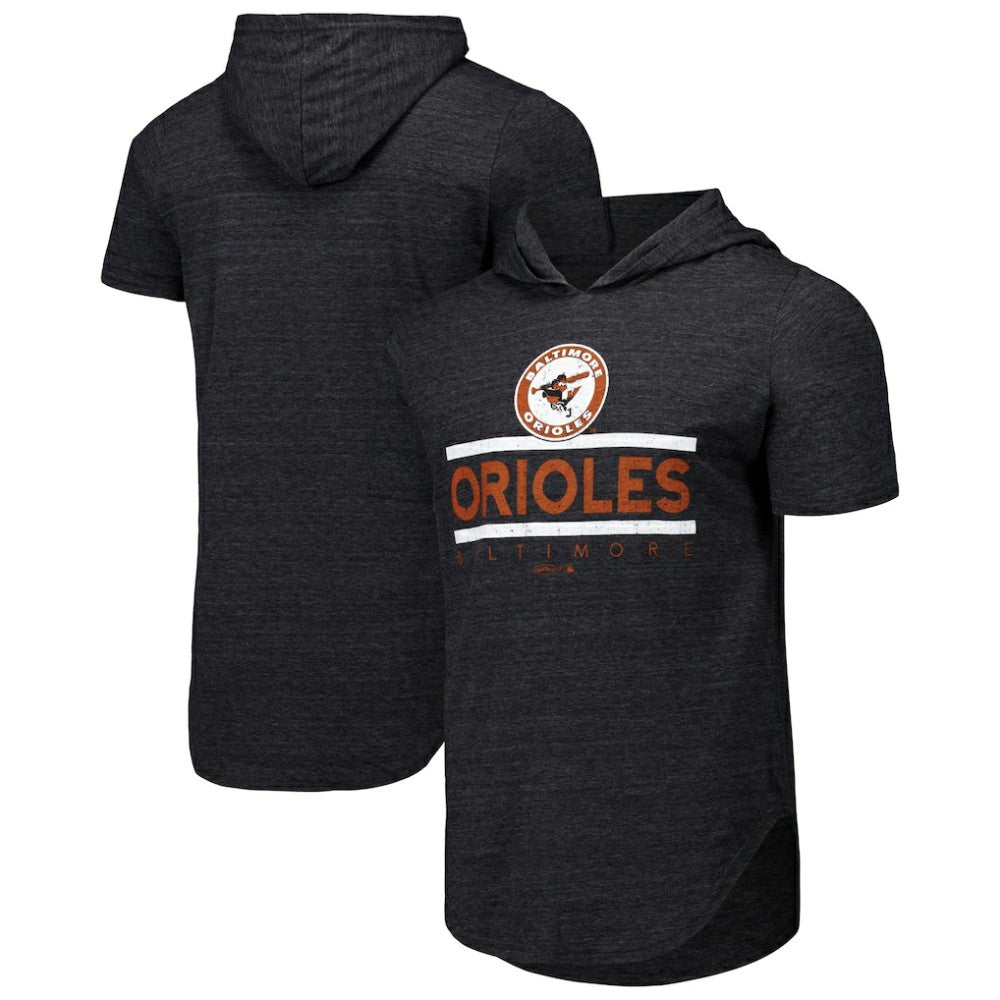Baltimore Orioles Majestic Threads Tri-Blend Hoodie T-Shirt - MLB