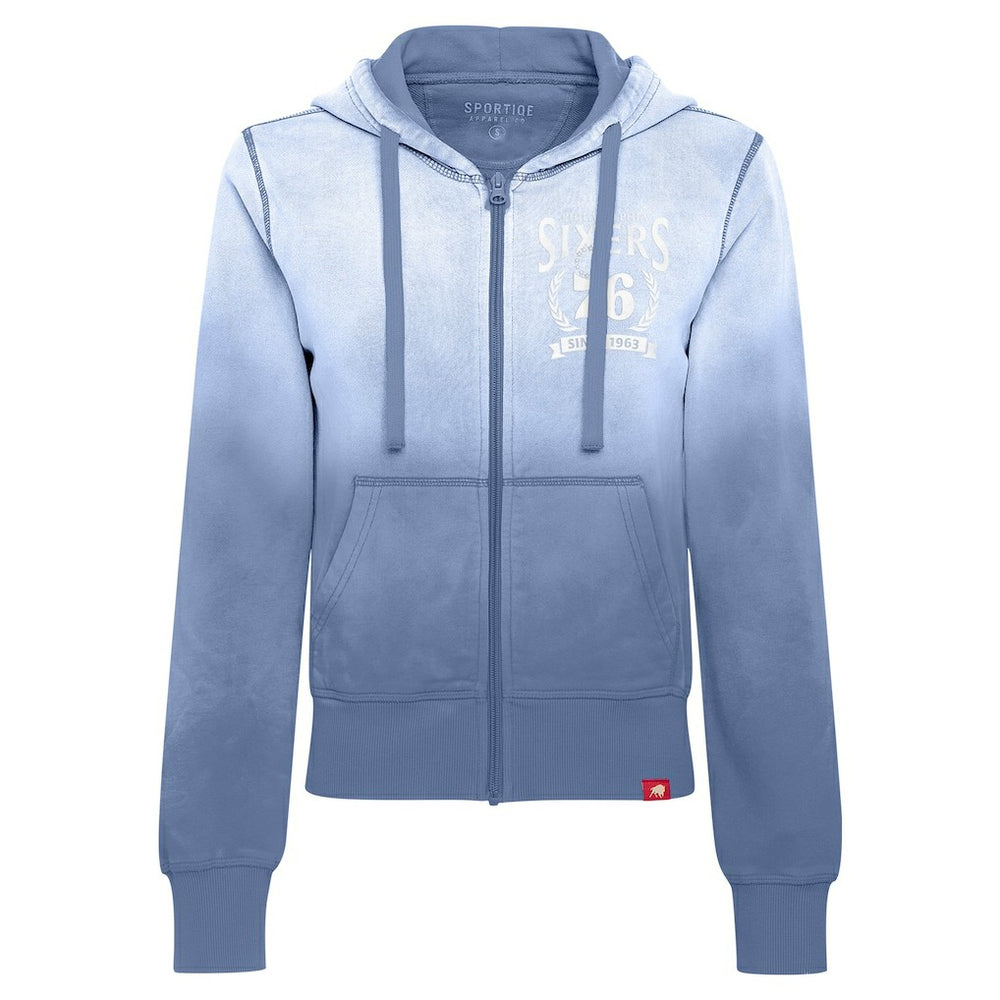 Philadelphia 76ers Sportiqe Women's Carli Sun Fade Full-Zip Hoodie Blue - NBA