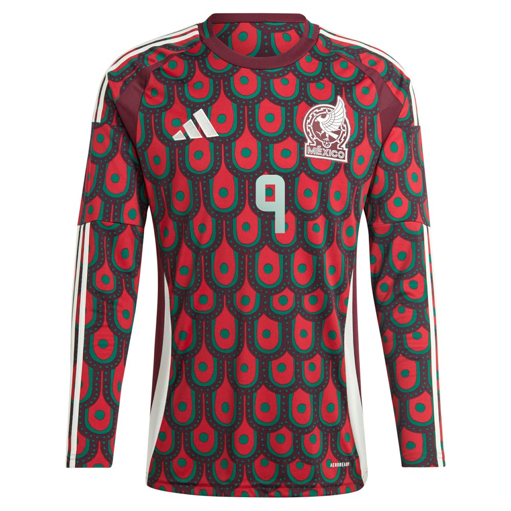 Raul Jimenez Mexico National Team 2024 Home Replica Player Long Sleeve Jersey Burgundy | Adidas Sale