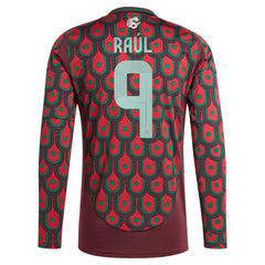 Raul Jimenez Mexico National Team 2024 Home Replica Player Long Sleeve Jersey Burgundy | Adidas Sale