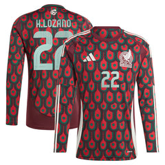 Hirving Lozano Mexico National Team 2024 Home Replica Player Long Sleeve Jersey Burgundy | Adidas discount