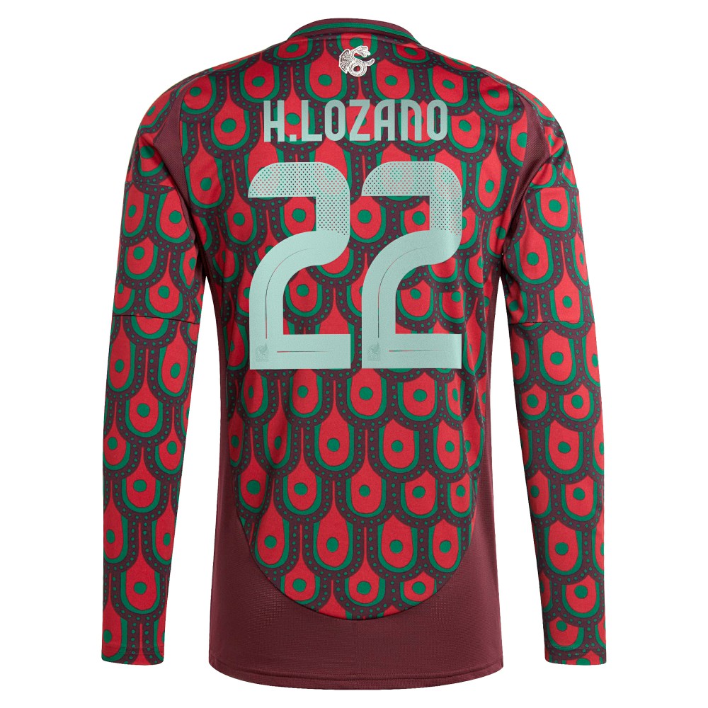 Hirving Lozano Mexico National Team 2024 Home Replica Player Long Sleeve Jersey Burgundy | Adidas discount