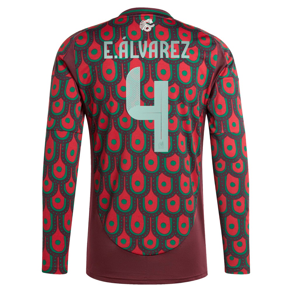 Edson Alvarez Mexico National Team 2024 Home Replica Player Long Sleeve Jersey Burgundy | Adidas discount