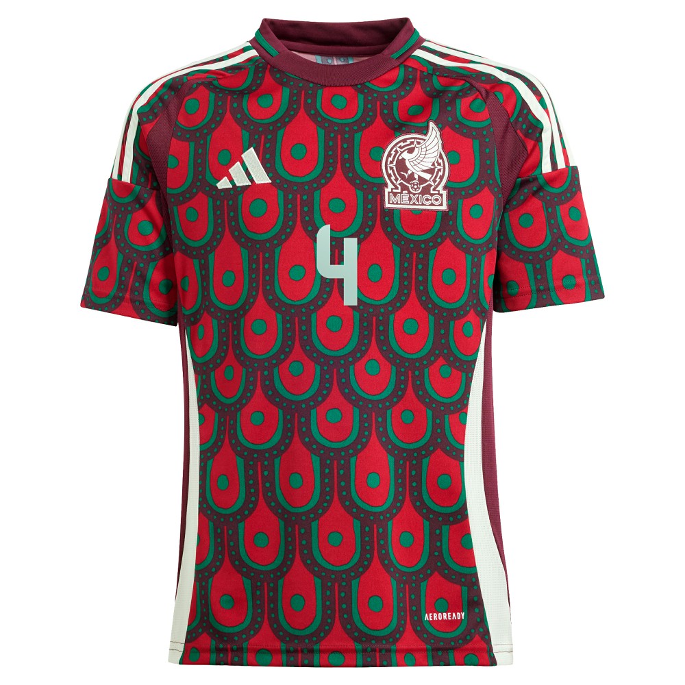 Edson Alvarez Mexico National Team Youth 2024 Home Replica Player Jersey Burgundy | Adidas