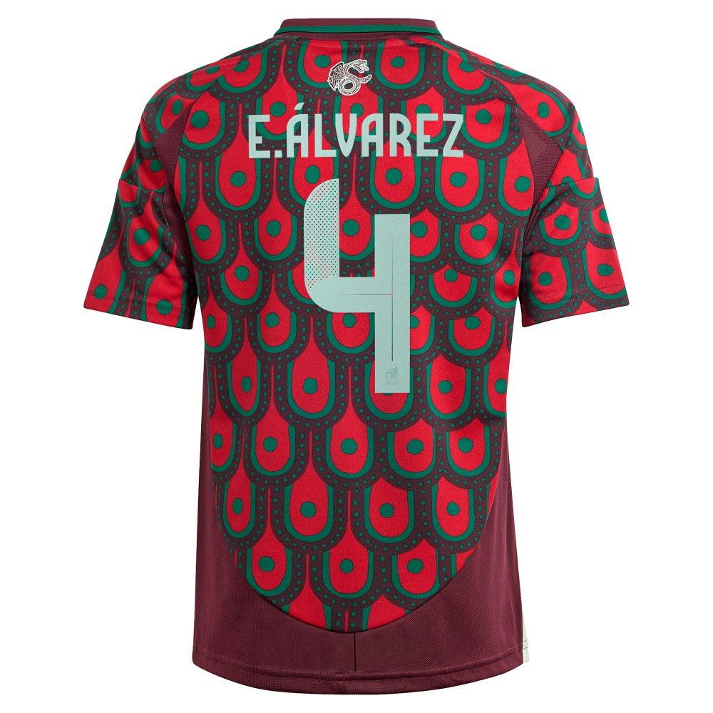 Edson Alvarez Mexico National Team Youth 2024 Home Replica Player Jersey Burgundy | Adidas