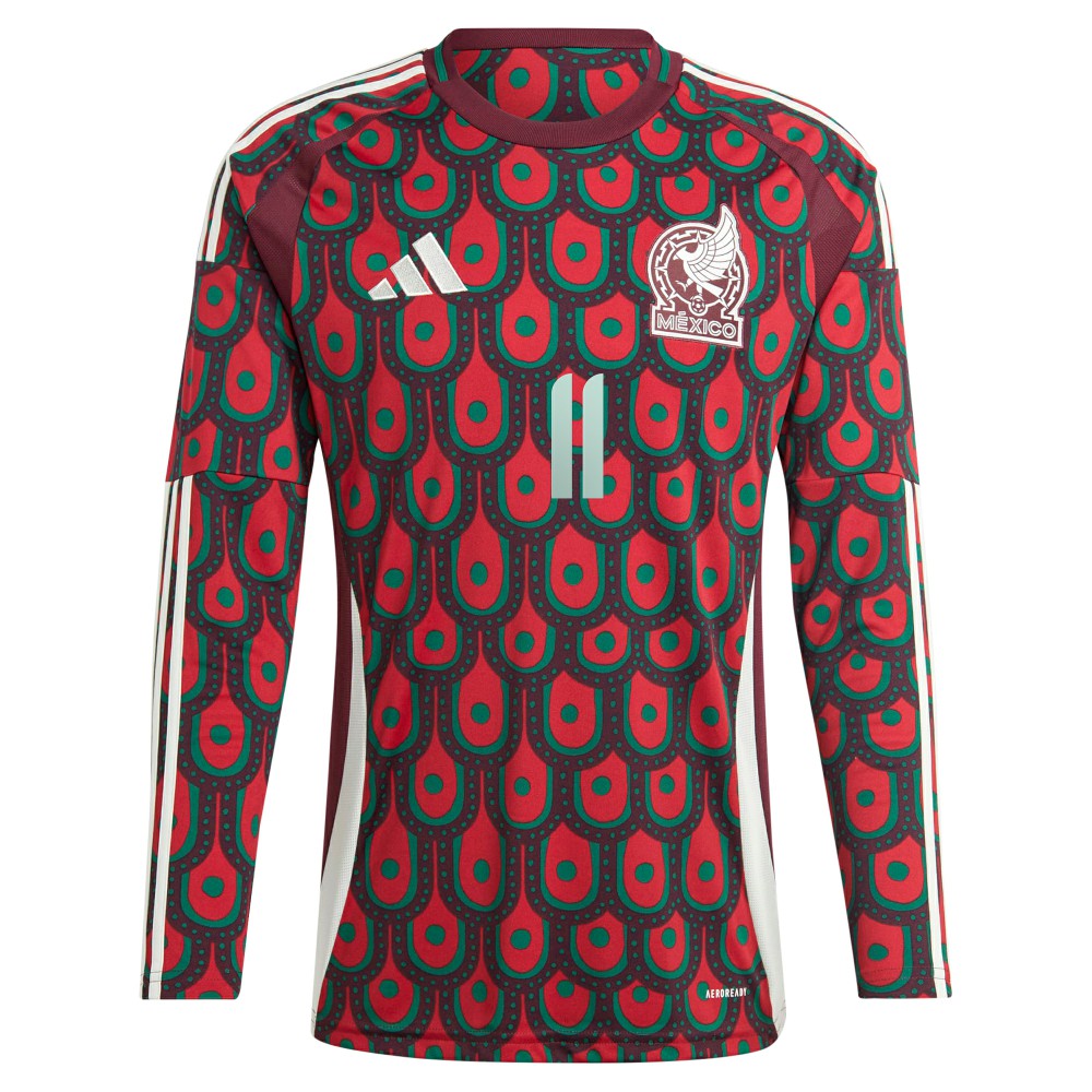 Santiago Giménez Mexico National Team 2024 Home Replica Player Long Sleeve Jersey Burgundy | Adidas Sale
