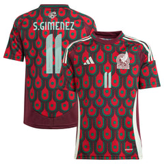 Santiago Giménez Mexico National Team Youth 2024 Home Replica Player Jersey Burgundy | Adidas discount