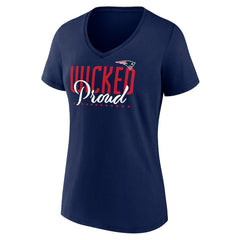 New England Patriots Women's Defensive Stand V-Neck T-Shirt Navy | NFL