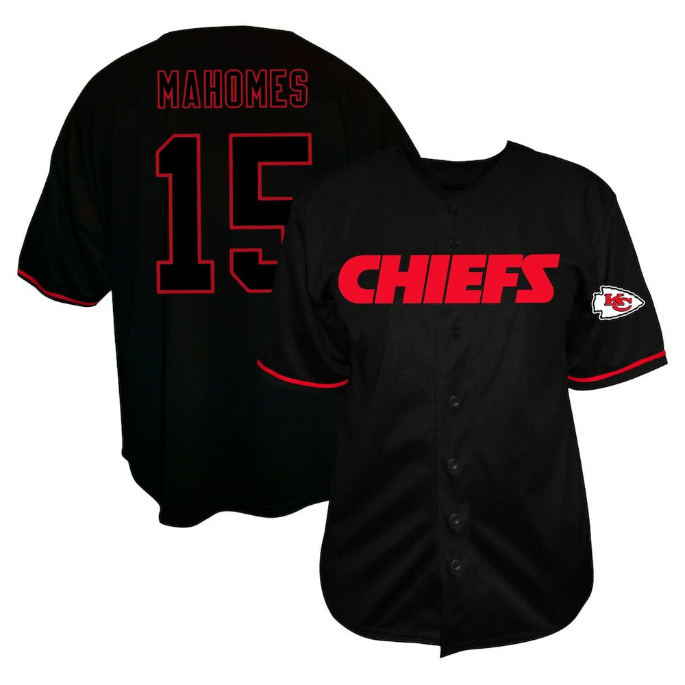 Patrick Mahomes Kansas City Chiefs Big & Tall Baseball Button-Up Shirt Black | Fanatics