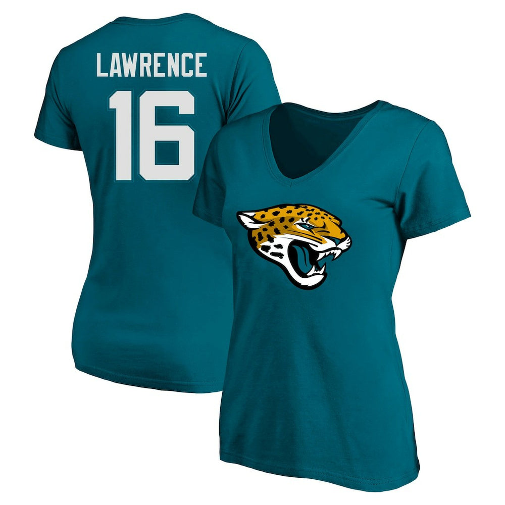 Trevor Lawrence Jacksonville Jaguars Women's Plus Size Fair Catch Name & Number Scoop Neck T-Shirt Teal | NFL