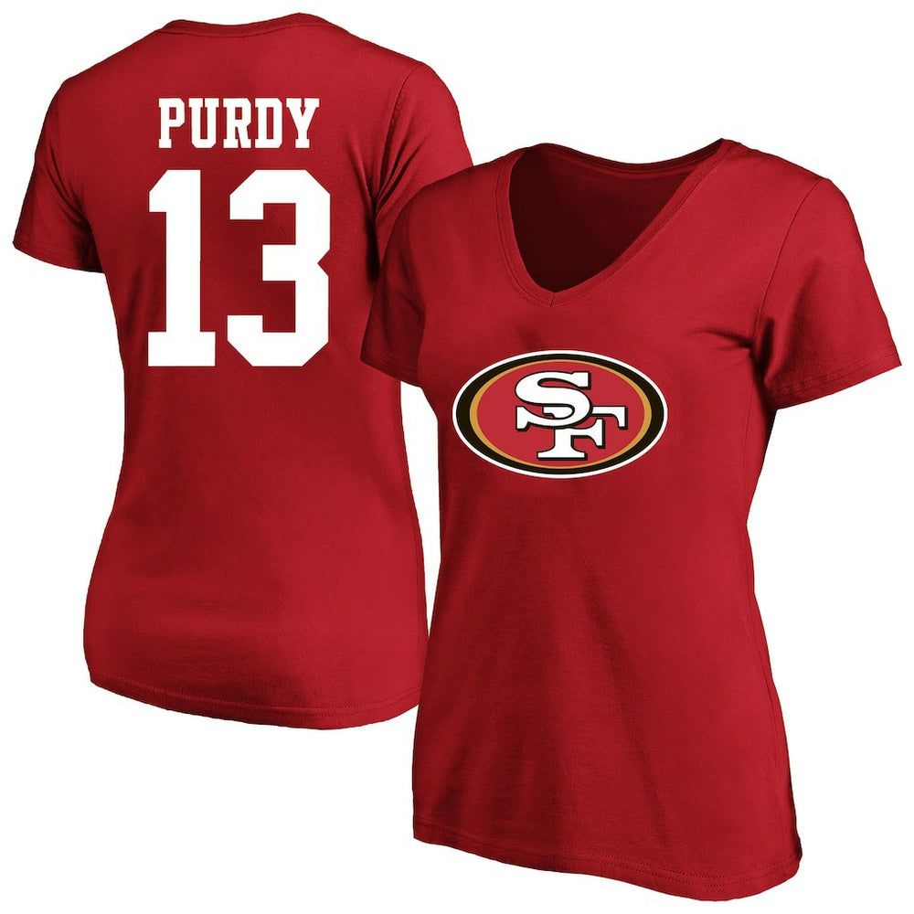 Brock Purdy San Francisco 49ers Women's Plus Size Fair Catch Name & Number Scoop Neck T-Shirt Scarlet | NFL