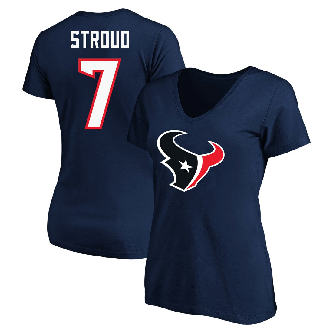 C.J. Stroud Houston Texans Women's Plus Size Fair Catch Name & Number Scoop Neck T-Shirt Navy | NFL