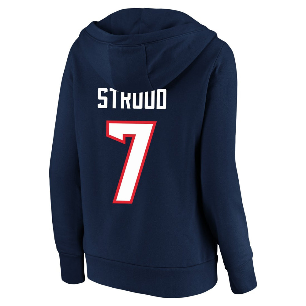 C.J. Stroud Houston Texans Women's Plus Size Player Name & Number V-Neck Pullover Hoodie Navy | Fanatics