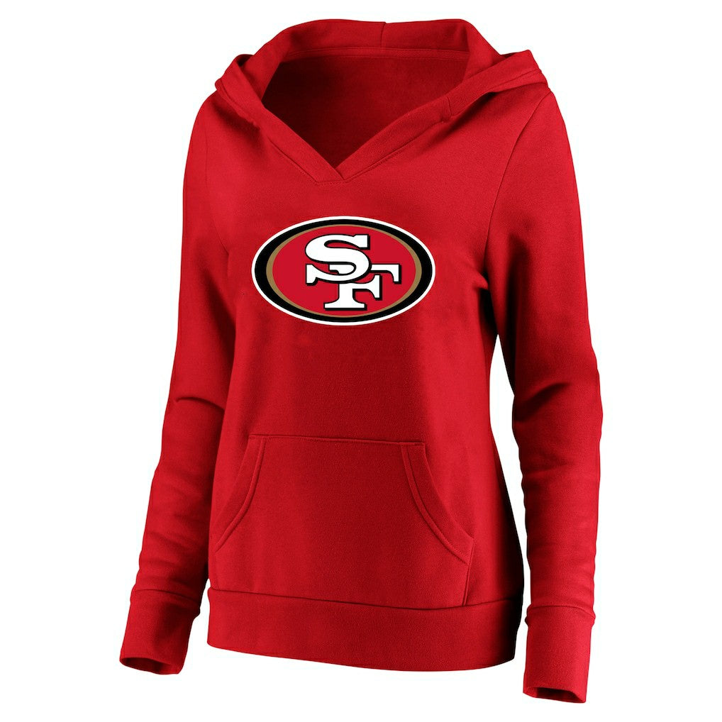 Christian McCaffrey San Francisco 49ers Women's Plus Size Player Name & Number V-Neck Pullover Hoodie Scarlet | Fanatics