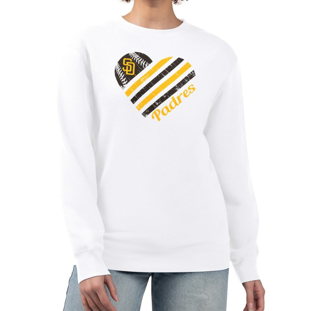 San Diego Padres G-III 4Her by Carl Banks Women's Heart Logo Fleece Pullover Sweatshirt - MLB