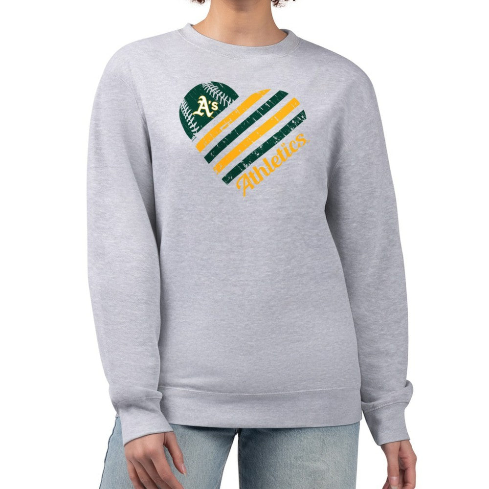 Athletics G-III 4Her by Carl Banks Women's Heart Logo Fleece Pullover Sweatshirt - MLB