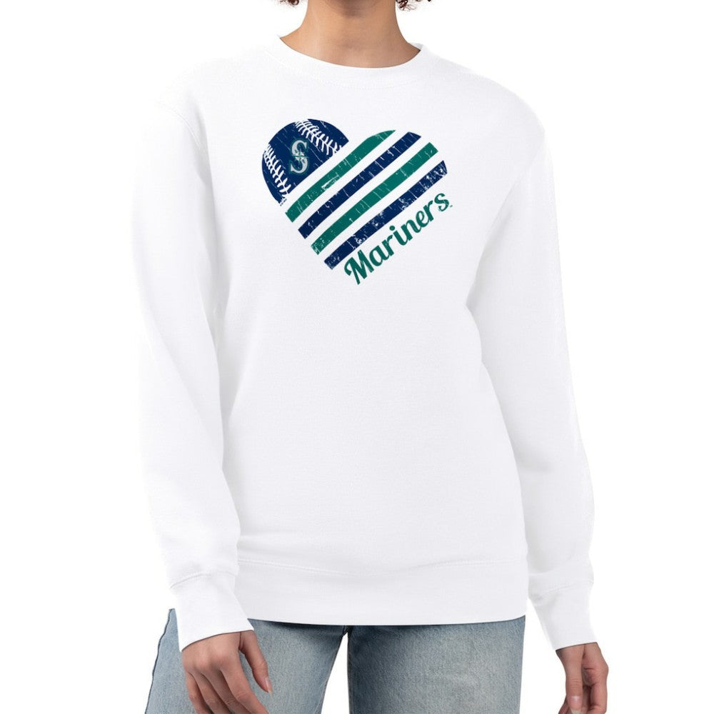 Seattle Mariners G-III 4Her by Carl Banks Women's Heart Logo Fleece Pullover Sweatshirt - MLB