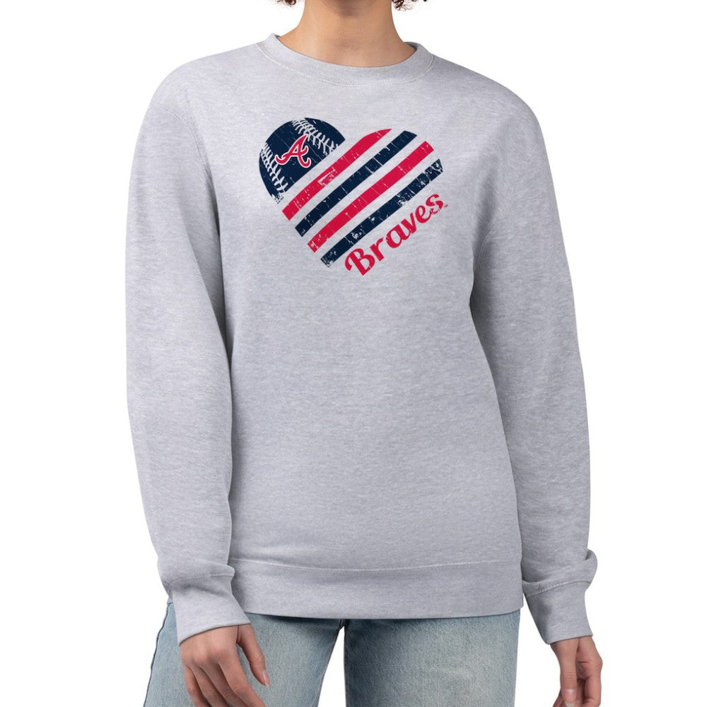Atlanta Braves G-III 4Her by Carl Banks Women's Heart Logo Fleece Pullover Sweatshirt - MLB