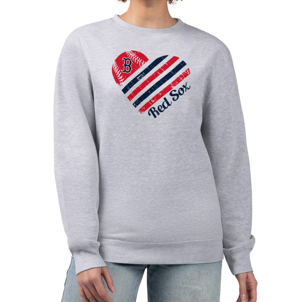 Boston Red Sox G-III 4Her by Carl Banks Women's Heart Logo Fleece Pullover Sweatshirt - MLB