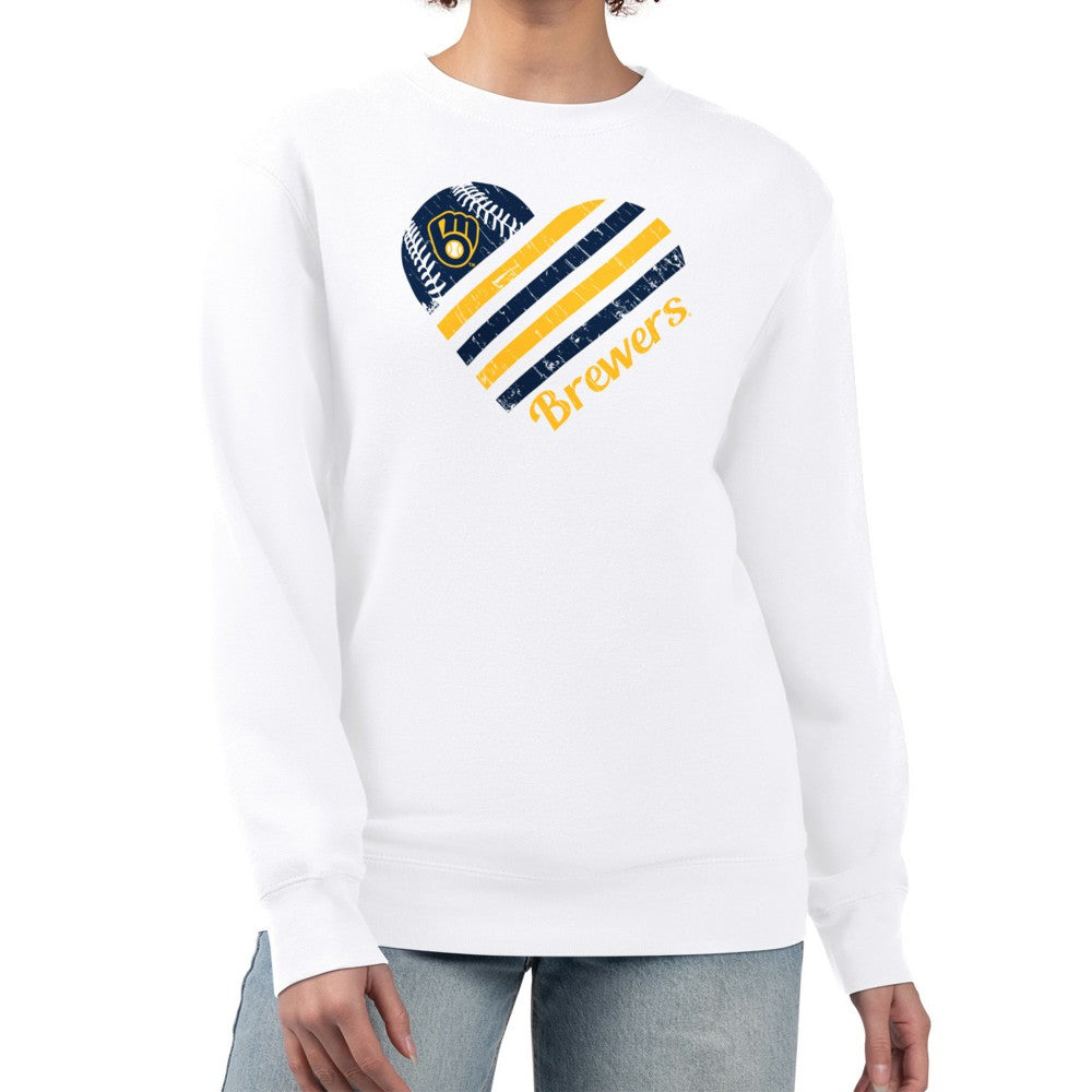 Milwaukee Brewers G-III 4Her by Carl Banks Women's Heart Logo Fleece Pullover Sweatshirt - MLB