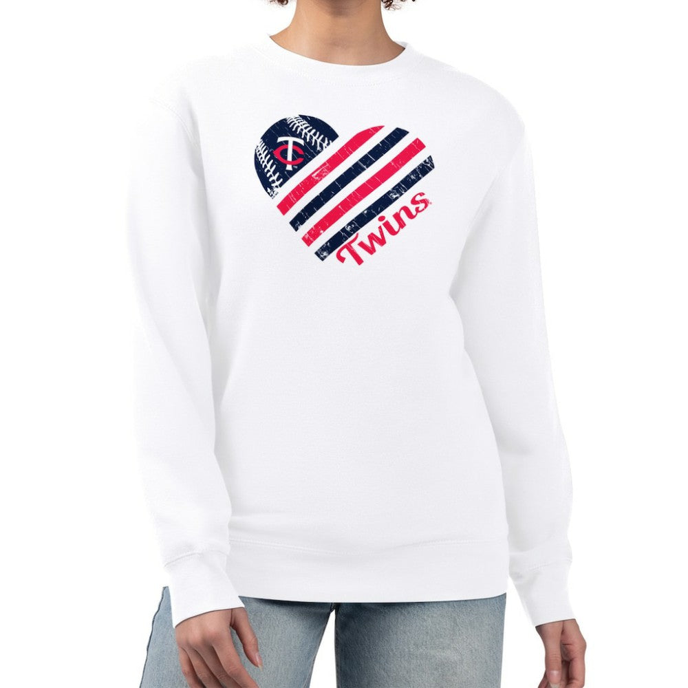 Minnesota Twins G-III 4Her by Carl Banks Women's Heart Logo Fleece Pullover Sweatshirt - MLB