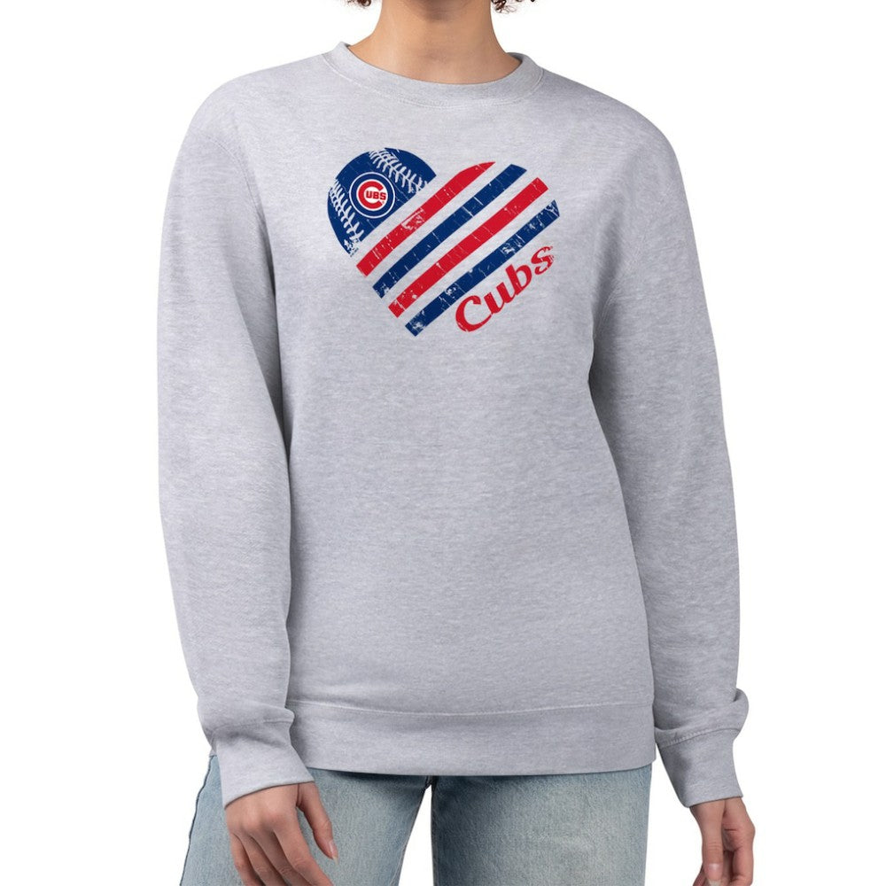 Chicago Cubs G-III 4Her by Carl Banks Women's Heart Logo Fleece Pullover Sweatshirt - MLB